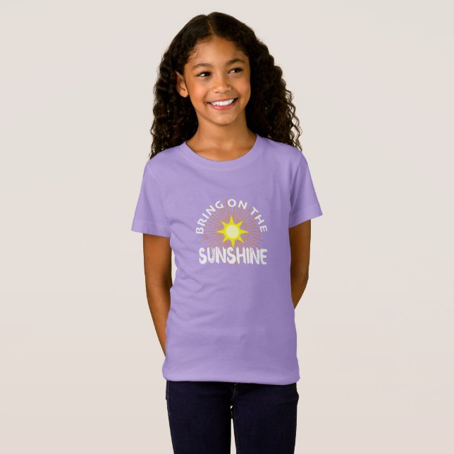 Camiseta Traga O Design Sunshine - Bela Jersey Para Meninas (Frente Completa)