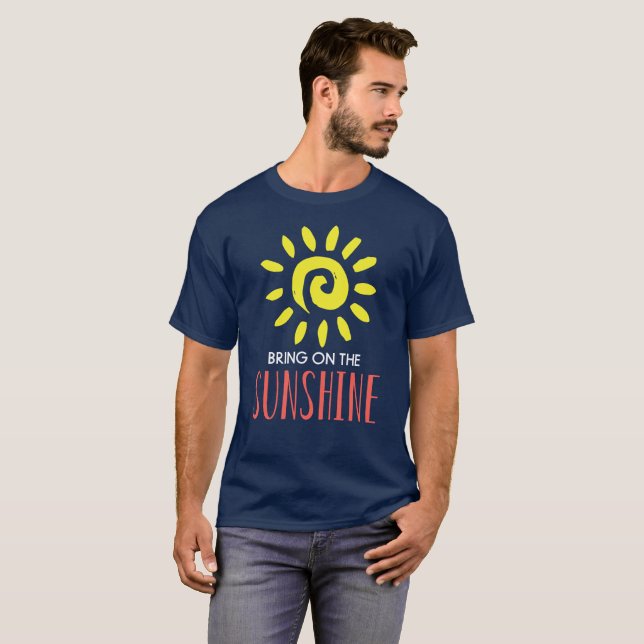 Camiseta Traga o Marinho azul de homem ensolarado (Frente Completa)