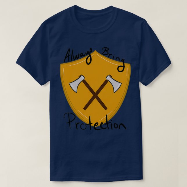 Camiseta Traga sempre proteção em ouro (Frente do Design)