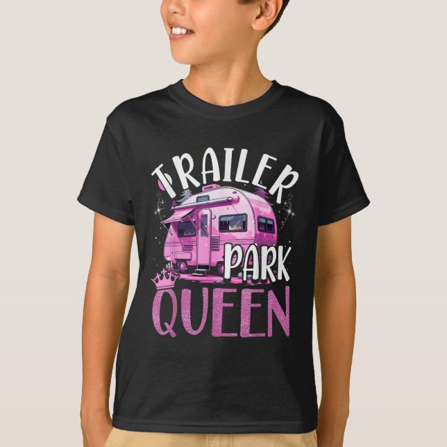 Camiseta Trailer Park Queen Funny Camping Pink Trailer Cara (Frente)