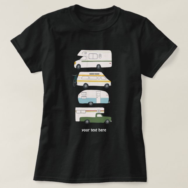 Camiseta Trailer PERSONALIZADO da Campervan vanlife RV (Frente do Design)