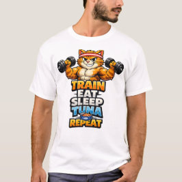 Camiseta Train Eat Sleep Tuna Repeat Funny Gym Cat Shirt