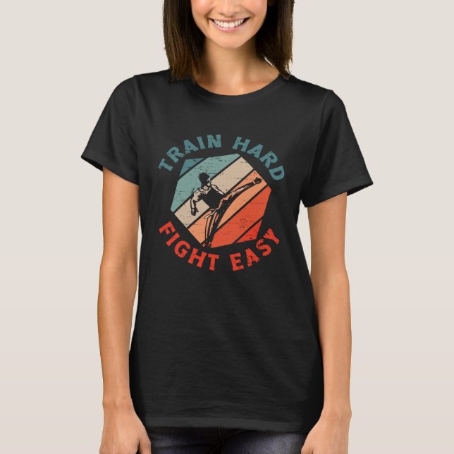Camiseta Train Hard Fight Easy Aikido Karate Jiu Jitsu (Frente)
