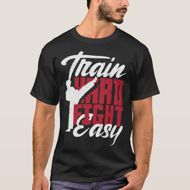 Camiseta Train Hard Fight Easy Aikido Karate Jiu Jitsu  1 (Frente)