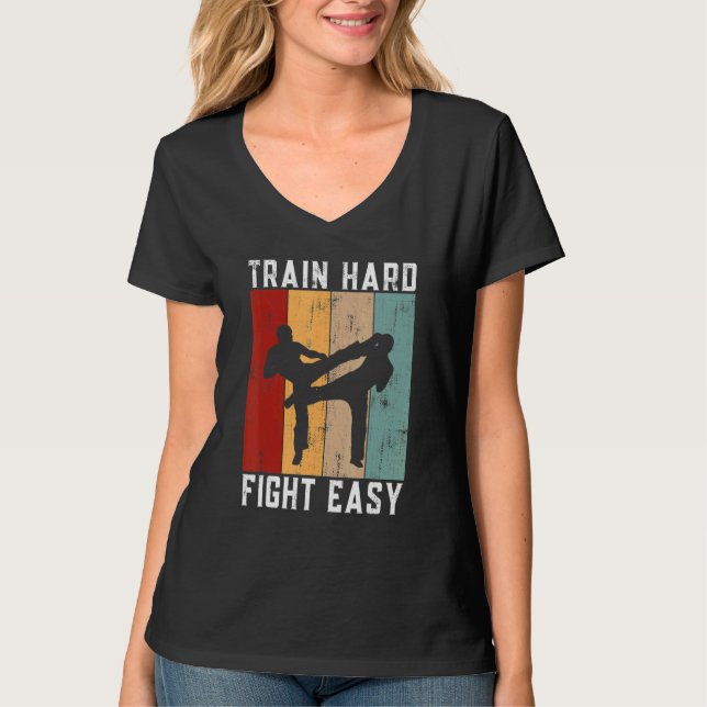 Camiseta Train Hard Fight Easy Kickboxing (Frente)
