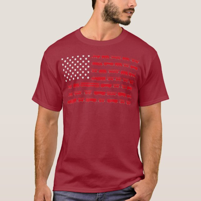 Camiseta Train Watcher Railroad American Flag EUA (Frente)
