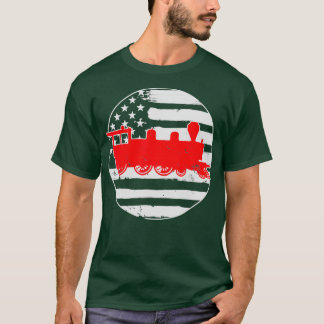Camiseta Trains Railroad American Flag 4 De Julho