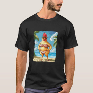 Camiseta Traje de Biquíni de Praia com este Maiô de Galinha