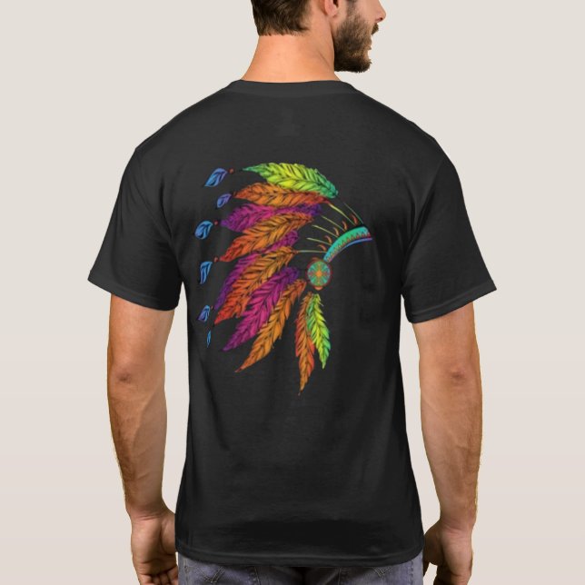 CAMISETA TRAJE DE CABEÇA DE CHEFE INDÍGENA AMERICANO (Verso)