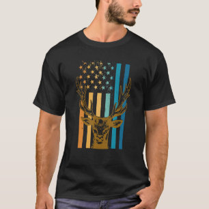 Camiseta Traje de Caçador Patriótico de Cervo com Bandeira