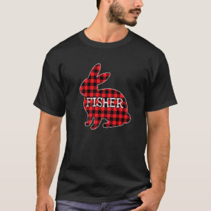 Camiseta Traje de Dia de Páscoa Vermelho Xadrez Coelho Gráf