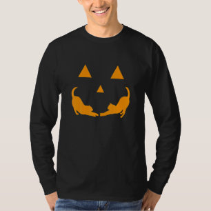 Camiseta Traje de Gato com Rosto de Abóbora para Festa de H