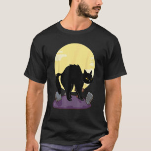 Camiseta Traje de Gato Persa Preto Vintage Assustador de Ha