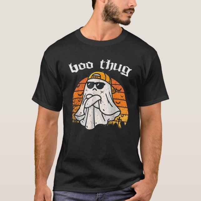 Camiseta Traje de Halloween Combinando Boo Thug Fantasma Pa (Frente)