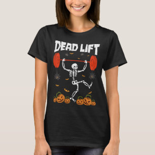 Camiseta Traje de Halloween do Skeleton Morto Lift Gym Work