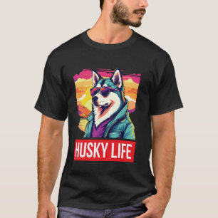 Camiseta Traje de Husky Gangsta Retro Huskies Engraçado Sib