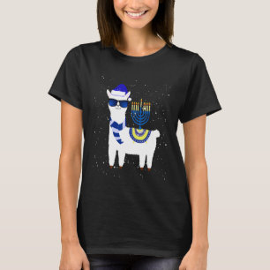Camiseta Traje de Lhama do Menorá Hanukkah Alpaca Chanukah