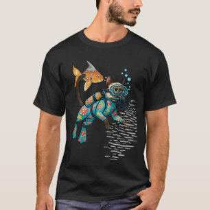 Camiseta Traje de mergulho floral Scuba Cat