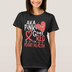 Camiseta Traje de Mulher Aka Rosa Fica Vermelho Para a Saúd