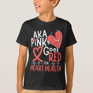 Camiseta Traje de Mulher Aka Rosa Fica Vermelho Para a Saúd