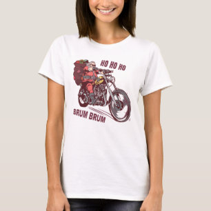 Camiseta Traje de Natal de Motociclista do Papai Noel para