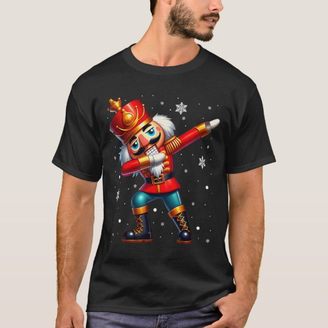 Camiseta Traje de Natal do Quebra-Nozes Dabbing Combinando  (Frente)