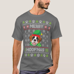 Camiseta Traje de Natal para Cão São Bernardo Neve Feliz Na