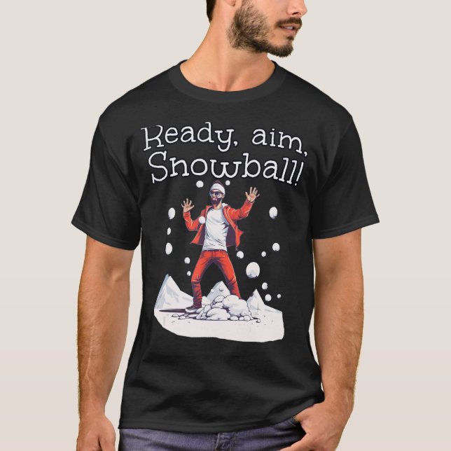 Camiseta Traje de Neve pronto para mira com bolas de Neve (Frente)