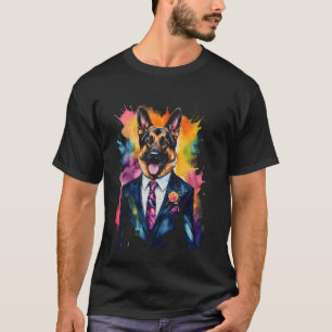 Camiseta Traje de Pastor Alemão Impressão Colorida e Divert