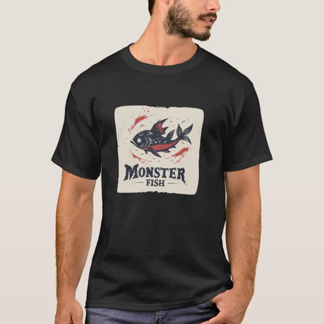 Camiseta Traje de Peixe Monstro Pequeno (Frente)