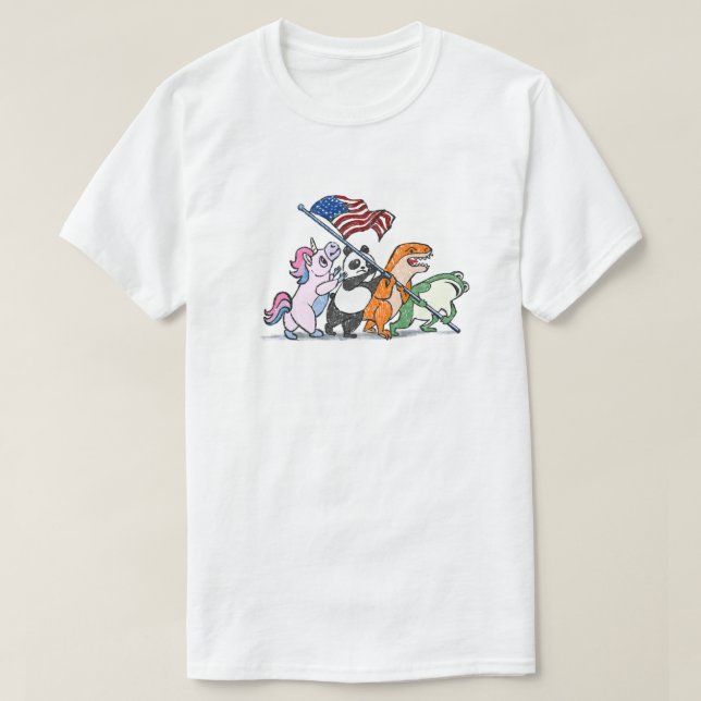 Camiseta Traje de Sapo Levantando a Bandeira (Frente do Design)