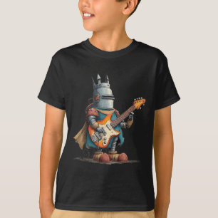 Camiseta Traje engraçado de Cavaleiro Medieval com Guitarra