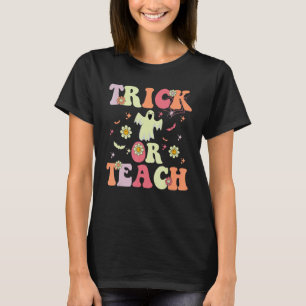Camiseta Traje Fantasma Halloween Retro Enganar ou Ensinar