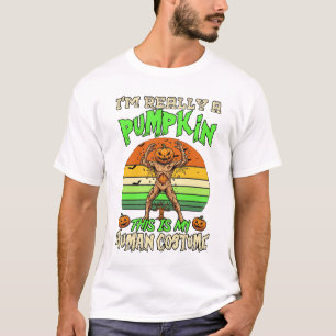 Camiseta Traje Humano de Abóbora Monstro Pôr do Sol Morcego