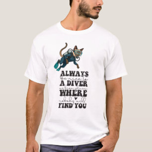 Camiseta Traje Molhado de Mergulho Scuba Cat Azul
