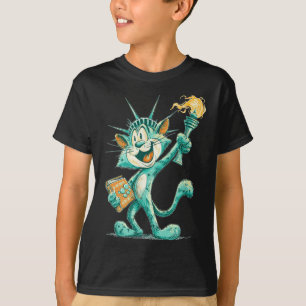Camiseta Traje Patriótico De Estátua Para Gatos E Amor De L
