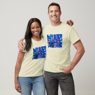 Camiseta Trajetos no abstrato azul do roxo
