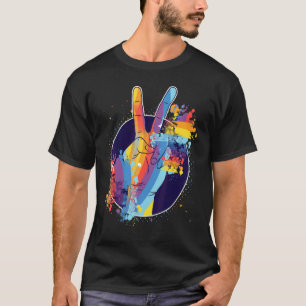 Camiseta Tranquilidade Tie Dye Finger Freedom Hippie Flower