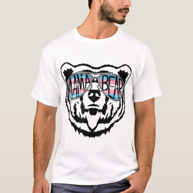Camiseta Trans Mama Ursa Orgulhosa Mãe Ally Transgender Rai (Frente)