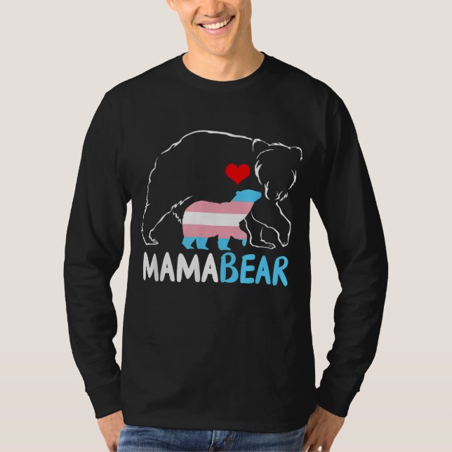 Camiseta Trans Mama Ursa Orgulhosa Mãe Arco-Íris Transgira  (Frente)