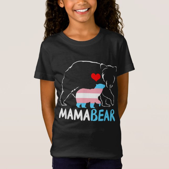 Camiseta Trans Mama Ursa Orgulhosa Mãe Arco-Íris Transgira  (Frente)