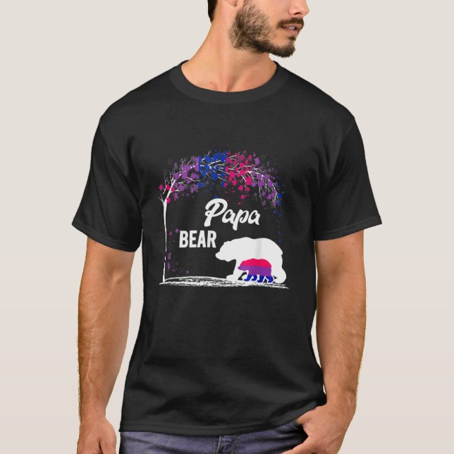 Camiseta Trans Papa Urso Livre Abraços Pai Arco-Íris Transg (Frente)