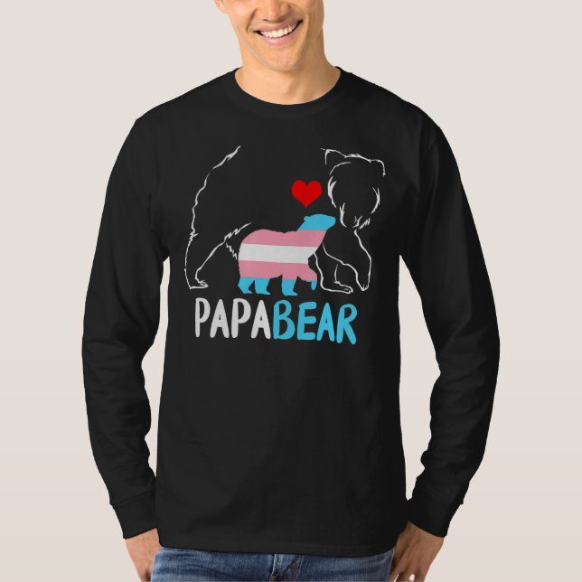 Camiseta Trans Papa Urso Orgulhoso Pai Arco-Íris Fath Trans (Frente)
