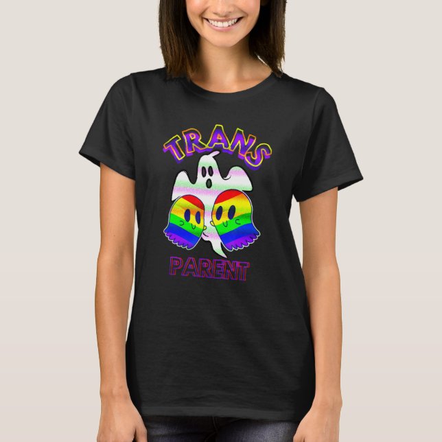 Camiseta Trans Parent Halloween LGBTQ Ghost Pride Support (Frente)