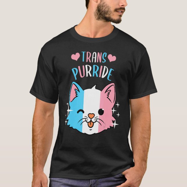 Camiseta Trans Purride Cat Lgbt Sinalizador Transgênero Sun (Frente)