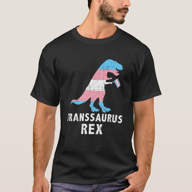 Camiseta Trans Saurus Rex Dinossaur Transgender Trans LGBT (Frente)