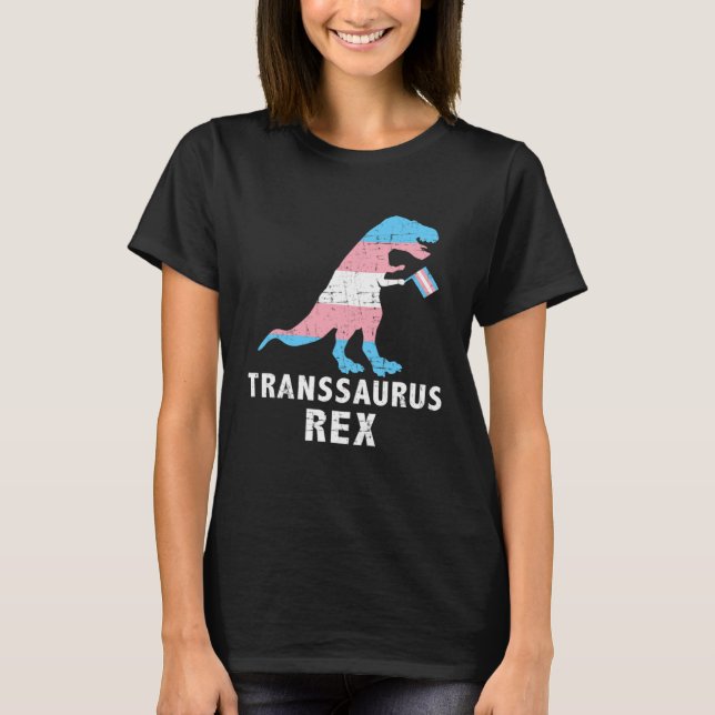 Camiseta Trans Saurus Rex Dinossauro Transgênero Trans LGBT (Frente)