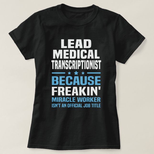 Camiseta Transcripcionista Médico Líder (Frente do Design)