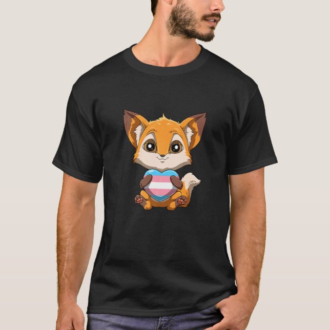 Camiseta Transexual de Orgulho de Transgênero Fox Fox Huggi (Frente)