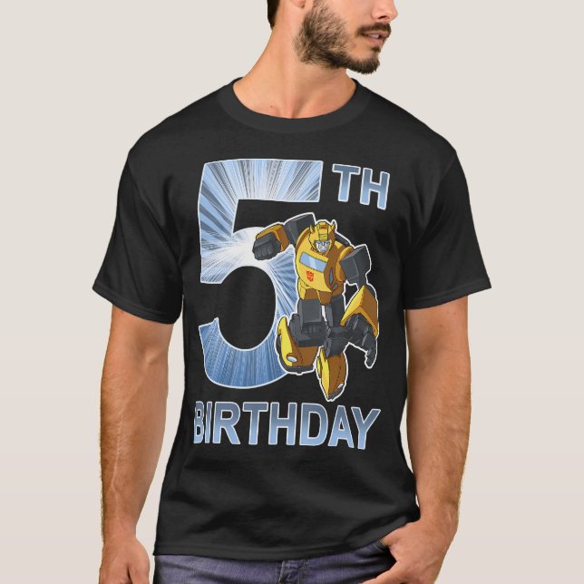 Camiseta Transformadores Bumblebee 5 Birthday Vintage (Frente)